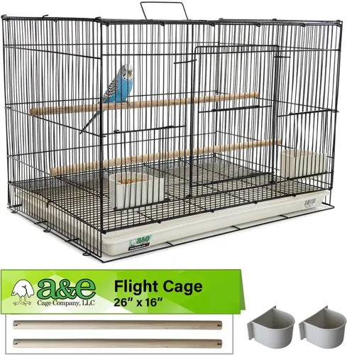 Vista 7 de A&E Cage Co 504 - Jaula para pájaros de vuelo para pinzones y periquitos Negro
