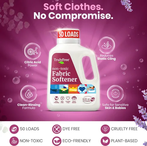 Vista 3 de Truly Free Suavizante de telas natural, no tóxico para pieles sensibles de bebés y niños, acondicionador suavizante de ropa a base de plantas