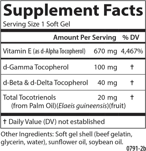 Vista 7 de Carlson - E-Gems Elite, 1000 UI de vitamina E con tocoferoles y tocotrienoles, salud cardíaca y bienestar óptimo, antioxidante, 120 geles blandos