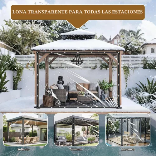 Vista 4 de Lona de vinilo transparente resistente a roturas MVRFN de 6x8 pies, lonas transparentes de 14 mil de alta resistencia con arandelas, bordes