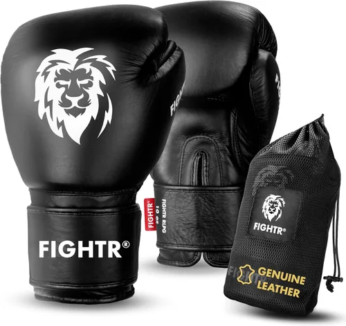 Vista 6 de Guantes de boxeo FIGHTR® Pro hechos de cuero genuino Para hombres y mujeres para boxeo, MMA, Muay Thai, Kickboxing y artes marciales 10 12 14 16