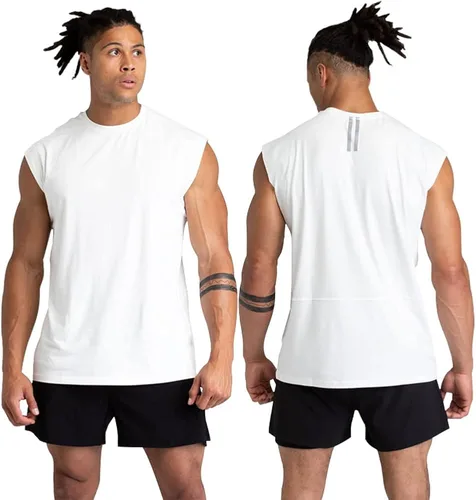Vista 2 de Holure Paquete de 3 camisetas sin mangas de gimnasio para hombre camisetas deportivas sin mangas para entrenamiento muscular camisetas