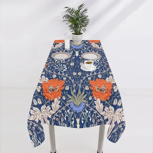Vista 300 de Mantel Floral Retro de Pájaros, Diseño Original Bohemio William Morris Estampado Cubierta de Mesa para Hogar Picnic Fiesta Comedor Cocina William