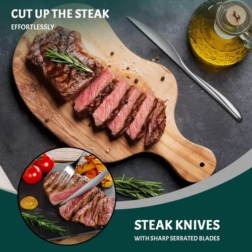 Vista 8 de 10-Piece Exquisite Silverware Set, Stainless Steel Flatware Set, Cutlery Set for 2, Fork Spoon Knife Set Eating Utensils Tableware Set for Kitchens