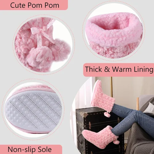 Vista 4 de Botas Home Slipper para mujer, suaves de forro polar, calientes, para interior de casa