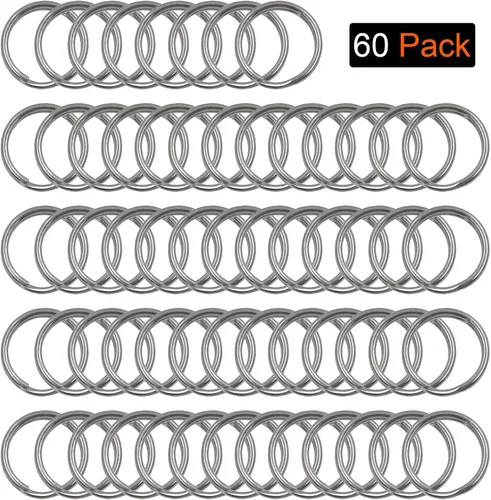 Vista 2 de BokWin 60 llaveros pequeños, anillos divididos de acero inoxidable, mini anillo de salto dividido con bucles dobles, llaveros redondos, anillos