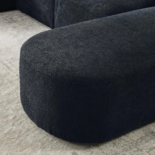 Vista 44 de Quarte Sofá seccional en forma de U, sofá modular con dos asientos individuales, dos sillas, combinación de bricolaje, tela de hilo en bucle Beige/5