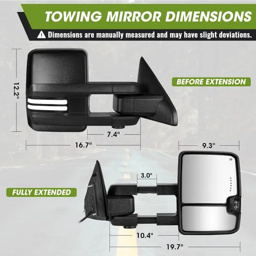 Vista 8 de Switchback Espejos de Remolque para Dodge Ram 1500 2009-2018, Ram 2500 3500 2010-2018, 1500 Classic 2019-2024 con Luces Secuenciales de Negro