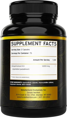 Vista 2 de Cápsulas de Shilajit con más de 85 oligoelementos (Suministro para 75 días, 1000mg de extracto por porción) Shilajit del Himalaya para hombres