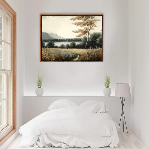 Vista 3 de DorDor & GorGor, Lienzo decorativo para pared, paisaje de pintura al óleo impresionista de campo retro, pintura de lienzo impreso, decoraciones