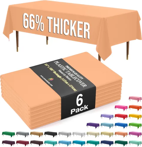 Vista 57 de Exquisite 66% Thicker Premium Plastic Table Cloth Rectangle Table Cover 0.5 Mil 6 Pack Aqua Table Cloth 54 Inch x 108 Inch Disposable Tablecloth