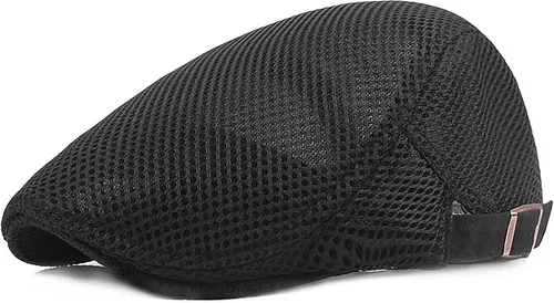 Vista 13 de DIYDECAL Sombrero de verano de malla transpirable para hombre, ajustable, boina de hiedra, gorra plana Gris claro