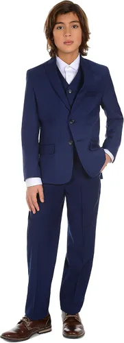 Vista 4 de Calvin Klein Boys Flat Bi-Stretch Dress Pant Straight Leg Fit Hemmed Bottom Belt Loops Functional Front Pockets