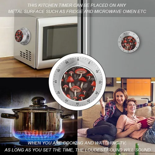 Vista 4 de Red Mushrooms Kitchen Timer Egg Timer Kitchen Timers for Cooking Magnetic Timer Cooking Timer Gym Timer Cute Kitchen Timer,for Gym Teacher Study