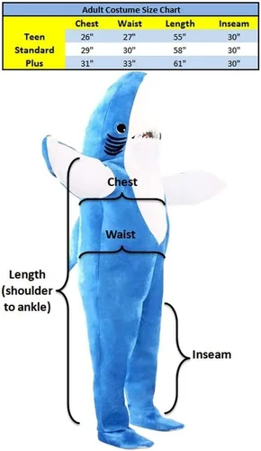 Vista 4 de Superstar Singer Halftime Show Left Shark Dancing Mascot Blue Zip Up Mono Adulto Halloween Cosplay