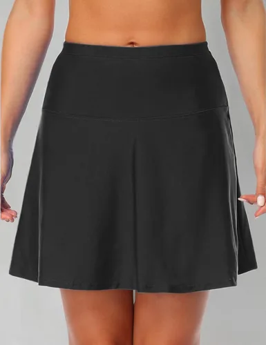 Vista 10 de Hilor Falda de natación de cintura alta para mujer, con control de abdomen, parte inferior de traje de baño adelgazante, falda tankini con pantaletas