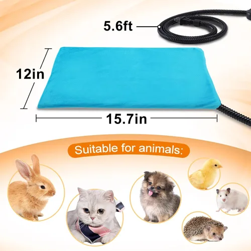 Vista 5 de ANPHSIN Almohadilla térmica para mascotas para gatos y perros pequeños, 12 x 15.7 pulgadas, 6 niveles de calor, almohadilla térmica con cable