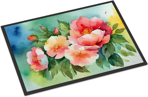 Vista 70 de Caroline's Treasures DAC1621MAT - Felpudo con diseño de camelia en acuarela de 18 x 27 pulgadas, tapete para puerta delantera, para interiores