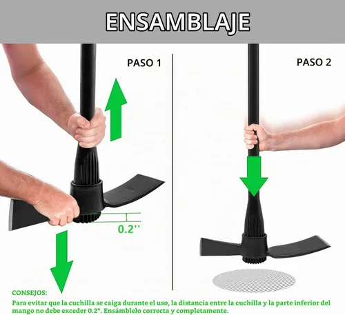Vista 5 de Cortador de púas de jardín Mattock, hacha de púa resistente de 36 pulgadas con cuchillas de acero forjadas tratadas térmicamente para desmalezar
