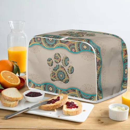 Vista 5 de Tostadora de 2 rebanadas con estampado de mandala bohemio, cubierta a prueba de polvo con protección de huellas dactilares Pata de mandala boho