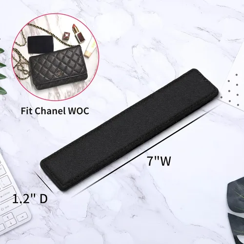 Vista 3 de OAikor Moldeador de base para bolso WOC, protector e inserto para cartera en bolsa de cadena, máxima protección y soporte (negro, 7 x 1.2 pulgadas)