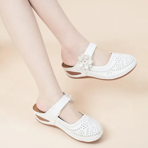 Vista 17 de Alicegana Sandalias elegantes de verano para mujer, con puntera cerrada, estilo casual, sin cordones, con gancho ajustable