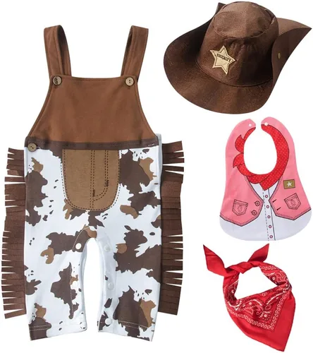 Vista 8 de LXKIKMM May's Baby Baby - Mameluco de vaquero para Halloween, ropa infantil Marrón