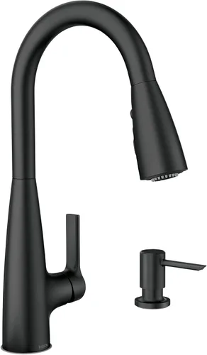 Vista 16 de Moen Haelyn - Grifo de cocina monocontrol con rociador extraíble cromado con potencia para una limpieza más rápida, dispensador de jabón incluido