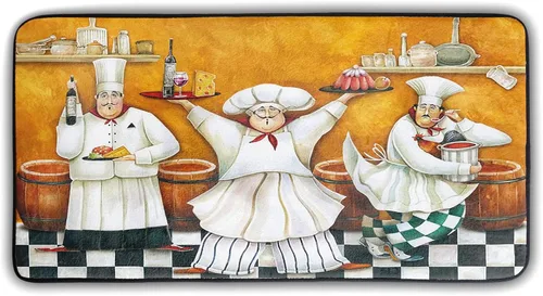 Vista 18 de Tapete de cocina con estampado de tablero de madera para piso, tablones marrones rústicos, acolchado, antifatiga, lavable, tapete de espuma
