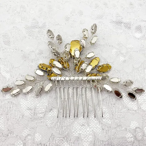 Vista 6 de Peine de pelo de cristal para novia, pieza de pelo con diamantes de imitación, fiesta de graduación, festival, boda, accesorios para el cabello