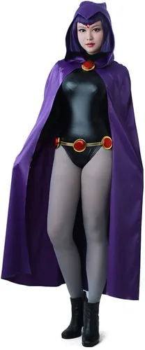 Vista 4 de miccostumes Disfraz de mujer mágica para cosplay, conjunto completo con capa morada con capucha