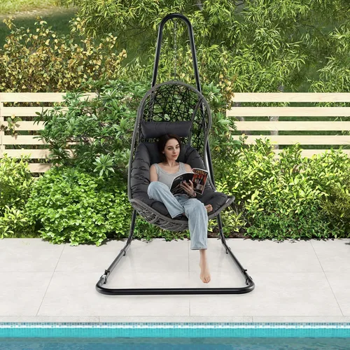 Vista 9 de Giantex - Soporte para silla de hamaca ajustable de acero macizo para sillas y columpios, altura ajustable de 78.0 in a 8.5 in