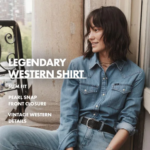Vista 5 de Lee Camisa Legendary Slim Fit Western Snap para mujer