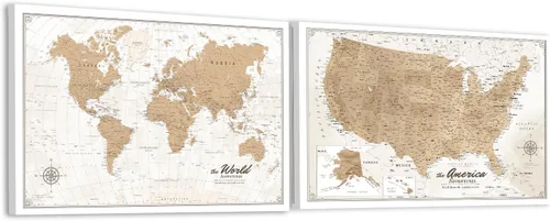 Vista 27 de IPIC - Lienzo con mapas de EE. UU. para decoración de pared, mapa con pin de empuje para marcar viajes, mapa de viaje impreso de EE. UU.