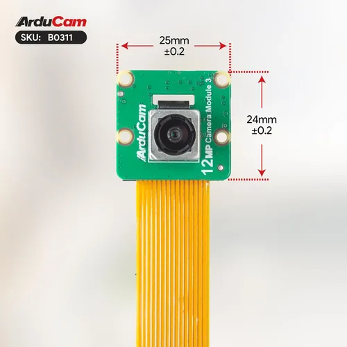 Vista 3 de Arducam Para Raspberry Pi Cámara Módulo 3 Amplio, 120 ° (D) IMX708 Autofocus Pi Cámara V3, 5.9 in 15-22 Pin FFC Cable