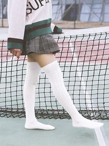 Vista 2 de Century Star Medias largas de atleta a rayas por encima de la rodilla para mujer