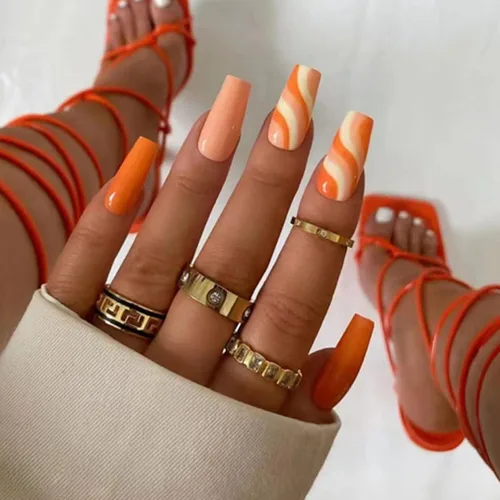 Vista 13 de MISUD Uñas Postizas - Uñas Largas Forma Ataúd con Pegamento en Negro Gótico, Diseño Acrílico Gótico de Rosa 24 piezas