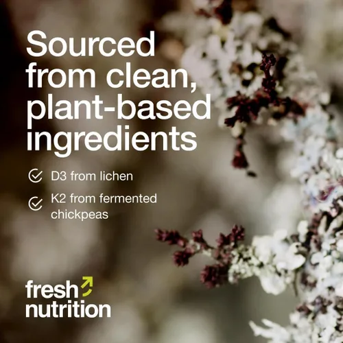 Vista 11 de Fresh Nutrition - Cápsulas veganas de vitamina D3 + K2 - 6400 UI D3 + 140 mcg de K2 como MK-7 para una absorción óptima y 800 mcg de vitamina A