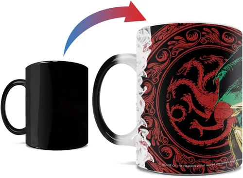 Vista 2 de Morphing Mugs House of Dragon – Loose The Dragons – Una taza de cerámica que cambia de color de 11 onzas – Imagen revelada cuando se añade líquido