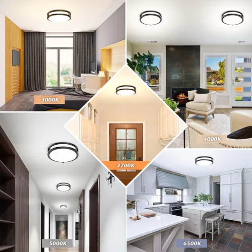 Vista 6 de Lámpara de techo LED de montaje empotrado de 10 pulgadas, 30W, 4000 lm, ajustable, 2700K/3000K/4000K/5000K/6500K, cambio de color, lámpara de techo