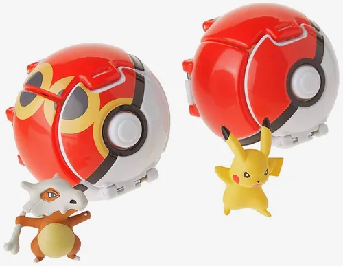 Vista 2 de Juguete de Pokemon Throw 'n' Pop Pokeball Pikachu y Poke Ball/Cubone y repetición de bola