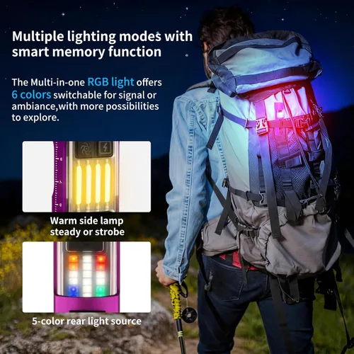 Vista 5 de Linterna EDC recargable de 365 nm con RGB, mini linterna LED magnética de 1500 lúmenes, linterna de bolsillo con memoria de modo para trabajar