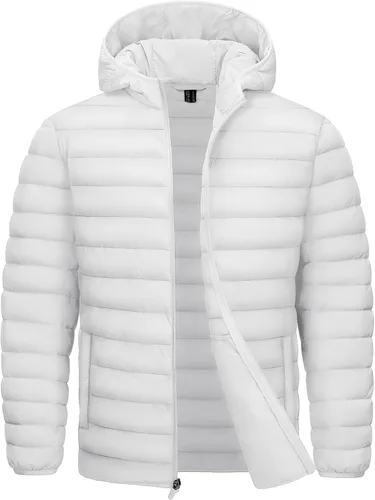 Vista 21 de TACVASEN Chaqueta Puffer Ligera para Hombre con Capucha Resistente al Agua a Prueba de Viento Chaqueta Aislante Acolchada con Forro Abrigos