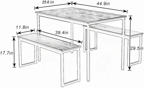 Vista 2 de DlandHome Juego de mesa de comedor de 3 piezas para 4 personas, juego de mesa de comedor y sillas Soho, mesa de comedor rectangular que ahorra