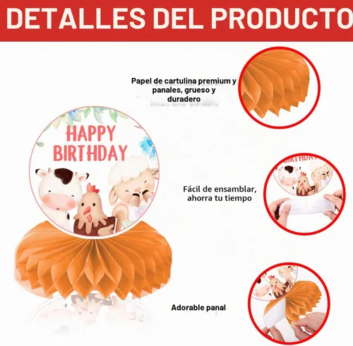 Vista 4 de 9 centros de mesa de panal de granja con temática de cumpleaños, decoración de mesa de animales de granja, decoración de mesa, regalos para niños