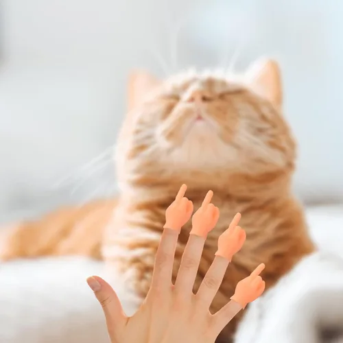 Vista 4 de Manos diminutas para dedos – 10 piezas de mini marionetas de mano (signo de dedo medio) goma premium Naturaleza