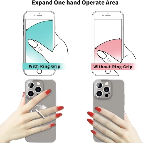 Vista 4 de TACOMEGE Soporte transparente para teléfono celular, soporte de anillo de dedo transparente para teléfono inteligente, accesorios de funda