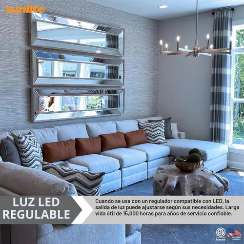 Vista 5 de Sunlite Bombilla LED B11 transparente con punta de torpedo, 7 vatios (equivalente a 60 W) 500 lúmenes, base de candelabro E12, regulable
