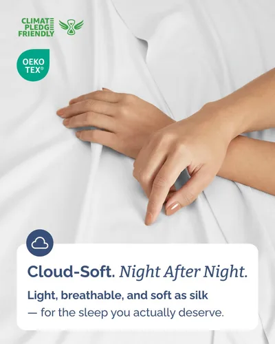 Vista 3 de Sábanas de bambú 100% rayón derivado de bambú, tamaño individual, sábanas refrescantes para individuales. Ropa de cama ultra suave, transpirable