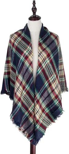Vista 5 de Plaid Blanket Scarf Winter Fall Scarfs for Women Warm Soft Chunky Oversized Tartan Shawls Wraps Scarves